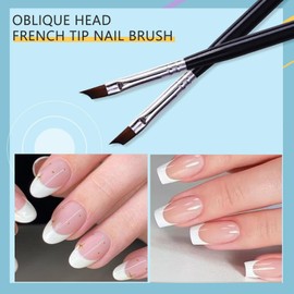 1 Pcs Oblique Head French Tip Nail Brush Thin Nail Brush Black Handle UV Gel Acrylic Painting Drawing Pen