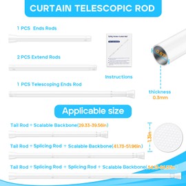 Tension Curtain Rod 30 to 64 Inch White Curtain Rod Adjustable Expandable Spring Tension Curtain Rod No Drilling Spring Loaded Curtain Rods For Windows Bedroom Closet Doorway Door