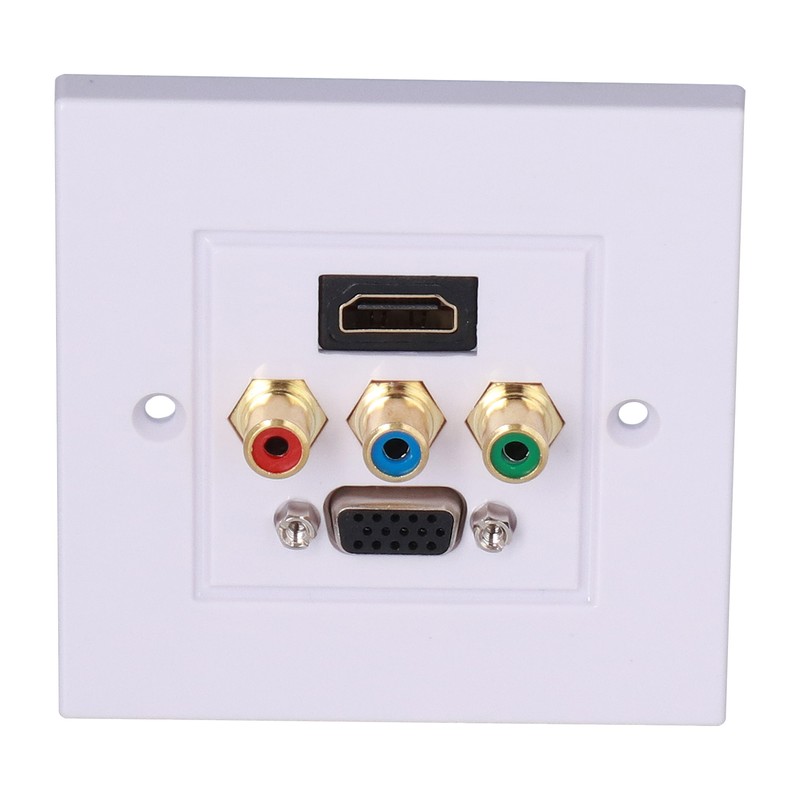 VGA+High Definition Multimedia Interface 3RCA Wall Plate Panel Socket for