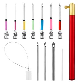 13pcs Punch Needle Kits, Adjustable Punch Needle Tool Embroidery Needles Set Sewing Art Needles with 7 Size Punch Needle Heads, for Adults Beginner Floss Cross Stitch DIY Craft