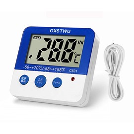 GXSTWU Refrigerator, Freezer Thermometer, High and Low Temperature Alarm, Digital Water Thermometer, Aquarium, Maximum and Lowest Temperature Recording, Magnet, Waterproof External Sensor Included,