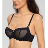 Lemorosy Women's Push Up Lace Sheer Bra Unlined Underwire Demi
