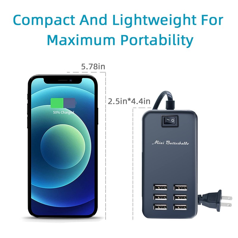 USB Charger Station, 6 Port Desktop Charging Station for Multiple