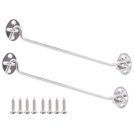 Old Window Hook Latch Wind Hook Latch Barn Door Latch Stainless Steel Gate Latch for Windows, Sliding Door, Cabinet Door, Doors (8 Inches/2 Pieces)