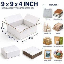 Yidomto 9x9x4 White Shipping Boxes, 25 Pack