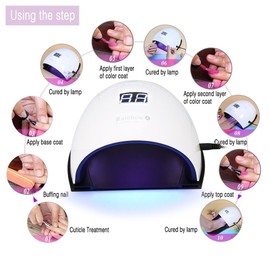 Lámpara de uñas para esmalte de gel, 48W 30 LED Lámpara de Uñas de gel UV con 3 ajustes de temporizador, Lámpara de gel de curado portátil más rápido, Herramientas profesionales de decoración de uñas con sensor automático (US Plug)