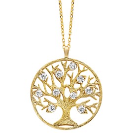 Julie Julsen 148250060 Women's Pendant with Chain 925 Sterling Silver 42 + 3 + 3 cm Shiny Yellow Zirconia, Sterling Silver