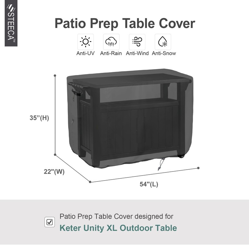 STEECA Patio Prep Table Cover for 52 Inch Keter Unity