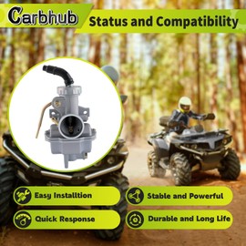 Carbhub PZ20 Carburetor for Kazuma Baja 50cc 70cc 90cc 110cc 125cc TaoTao 110B NST SunL Chinese Quad 4 Stroke ATV 4 Wheeler Go Kart Dirt Bike Honda CRF50F XL75 CRF80F XR50R Carb, PZ20 Carburetor