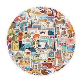 Travel Around The World Stickers(100Pcs),Travel Waterproof Vinyl Water Bottle Stickers for Teens Girls Adults Kids,Laptop Car Cup Computer Guitar Skateboard Luggage Phone Aesthetic Stickers Packs