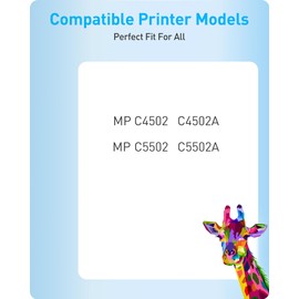 MasaiMara MP C5502 Compatible Toner Cartridges Replacement for Ricoh MP C4502 C4502A C5502 C5502A Printer (Black Cyan Magenta Yellow, 4 Pack)