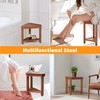 Shower Foot Rest 15 in, Acacia Shower Stool for Shaving
