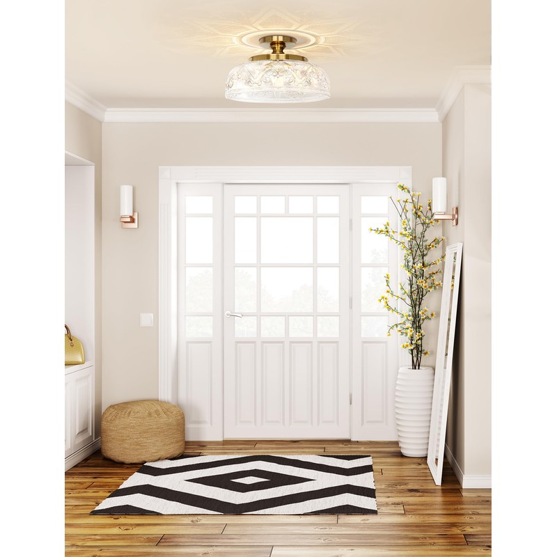 Slypadan Semi Flush Mount Ceiling Light, 12 Inch Large Gold