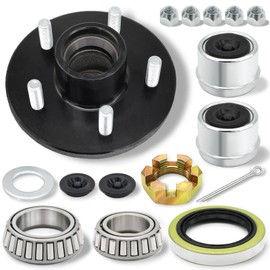 TiciKim 1 Set Trailer Hub Kit 5 Bolt 4.5 for 3500 lb Trailer Axle Bearing Kit Boat Trailer Hub 5 Lug with Extra Trailer Dust Caps and Rubber Plugs for #84 Spindle 1-1/16'' to 1-3/8" Trailer Axles