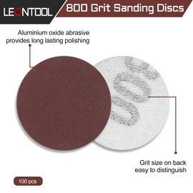 LEONTOOL 100 Pcs Sanding Disc 1 Inch Hook and Loop Round 800 Grit Sandpaper for Random Orbital Woodworking Metal Polishing