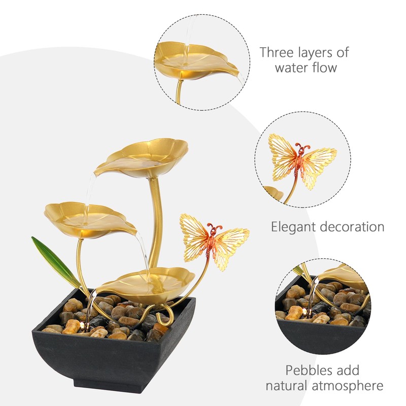 Water Fountain Indoor Metal Tabletop Fountain Waterfall 3-Tier Small Desk