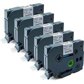 NEOUZA Tz-231 Tze-231 Compatible 5 Pack for Brother P Touch Tz Tze Tz231 Tze231 Tape Label Black On White 12Mm(0.47 Inch) X 8M (26.2Ft)