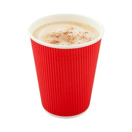 Restaurantware 8 Ounce Disposable Coffee Cups 500 Double Wall Hot Cups For Coffee - Lids Sold Separately Rippled Wall Red Paper Insulated Coffee Cups For Coffee Hot Chocolate Tea And More