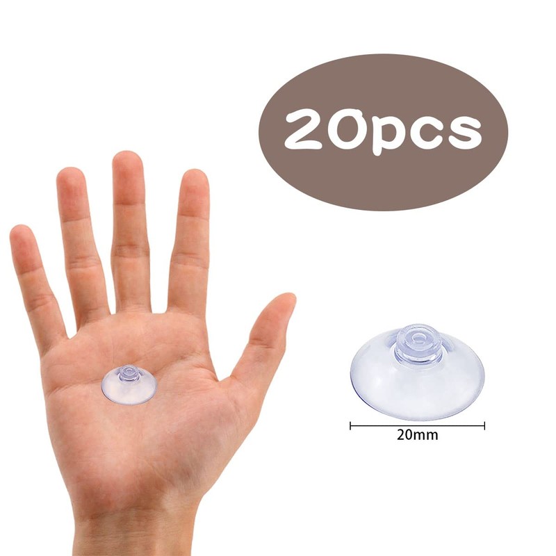 Jagowa 20PCS 20mm Small Plastic Suction Cups Clear Sucker Pads