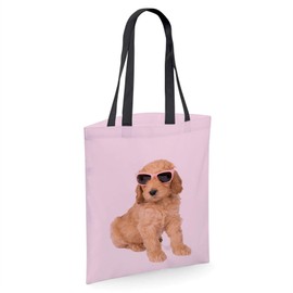 Cockapoo Gifts for Dog Lovers Owners - Reusable Shopper Shoulder Tote Bags with Dogs on - Pink
