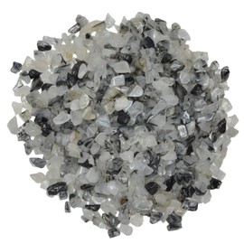 Hypnotic Gems: 1/2 lb of Polished Black Rutilated Quartz Natural Rock Chips - Tumbled Stones for Vases, Fountains, Art and Crafts, Jewelry Making, Crystal Healing and More!