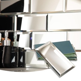 Lovdeco Mirror Subway Tile, Beveled Mirror Backsplash 3x6 Inch for Kitchen Bathroom Wall (40 Pcs, 5 SQ.FT.)