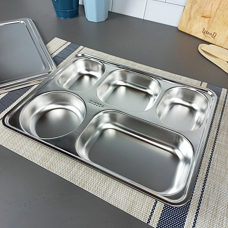 304 stainless steel 5-piece lid adult food plate / 304