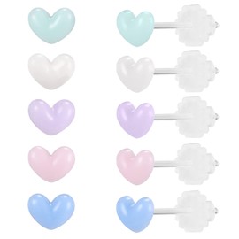 AoedeJ Colourful Stud Earrings Set Plastic Earrings Cute Clear Earrings Kawaii Hypoallergenic Earrings for Girls Women Multipack, Resin, No Gemstone