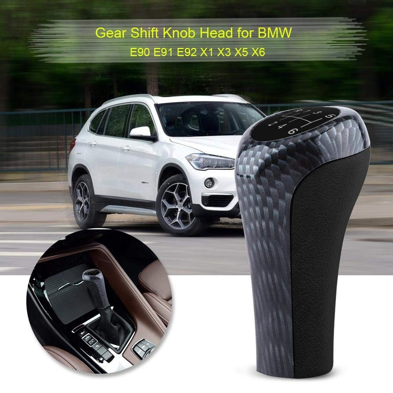 6 Speed Shift Knob Shifter Head Car Carbon Fiber Gear