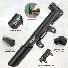 ROCKBROS Bicycle Pump Mini Pump 80 PSI with Holder Hand Pump Nylon Portable Presta & Schrader Approx. 88g for Bicycles, Sports Balls, Swimming Ring