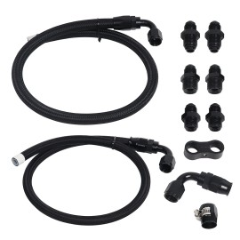 LokoCar 6AN Power Steering Pump Hose Kit Compatible Chevy C10 LS Swap Connects GM Type 2