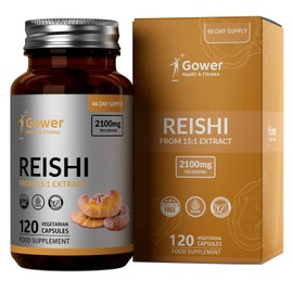 GH Reishi Capsules Made of 15:1 Extract, 120 Vegan Reishi Extract Capsules, 2100 mg per Serving, Mushroom Supplement, Made in ISO Certified Companies, GMO, Milk and Gluten Free