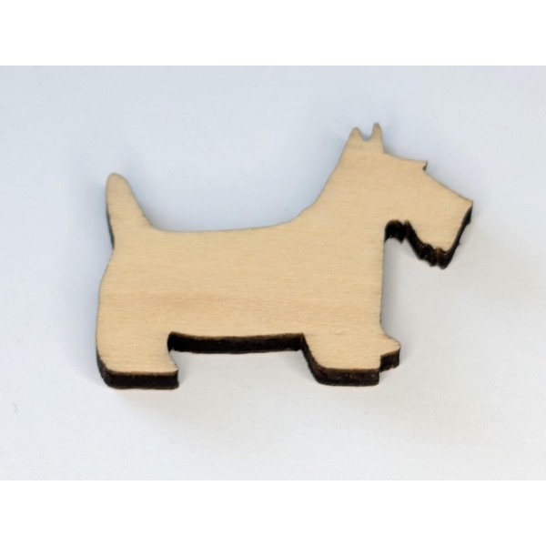 Wooden Scottie Dog Craft Shapes, 4cm x 3cm, 1mm Thick,