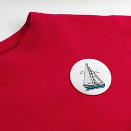 2 x 38mm 'Sailboat On The Water' Small Button Pin Badges (BB00117209)