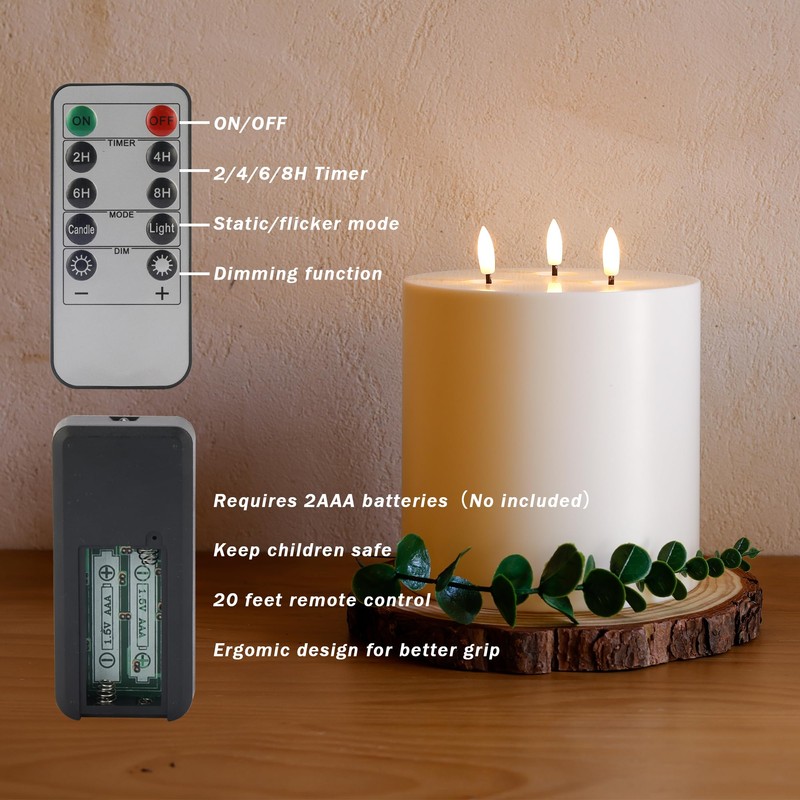 AFINETH Large Outdoor Candles with Remote Waterproof 6"x6" Flickering Flameless