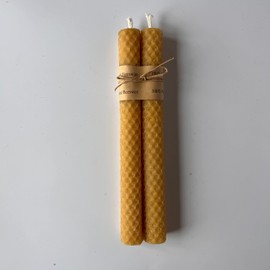 100% Pure Beeswax Dinner Candles, Subtle Honey Smell, Gift for Her, 10 Colours (Natural)