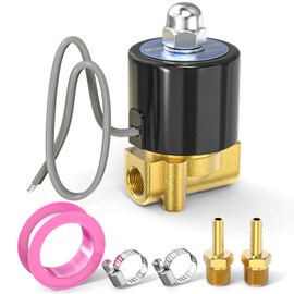 TAILONZ PNEUMATIC 1/4 Inch NPT 12V/24V/110V/220V Brass Electric Solenoid Valve 2W025-08 Normally Closed Water, Air, Diesel Yellow and Black