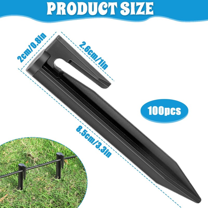 Ground Pegs for Robotic Lawnmower Boundary Cable, Pack of 100