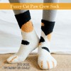 Cute Cat Paw Socks,Fleece Winter Furry Socks Cat Printed Calf
