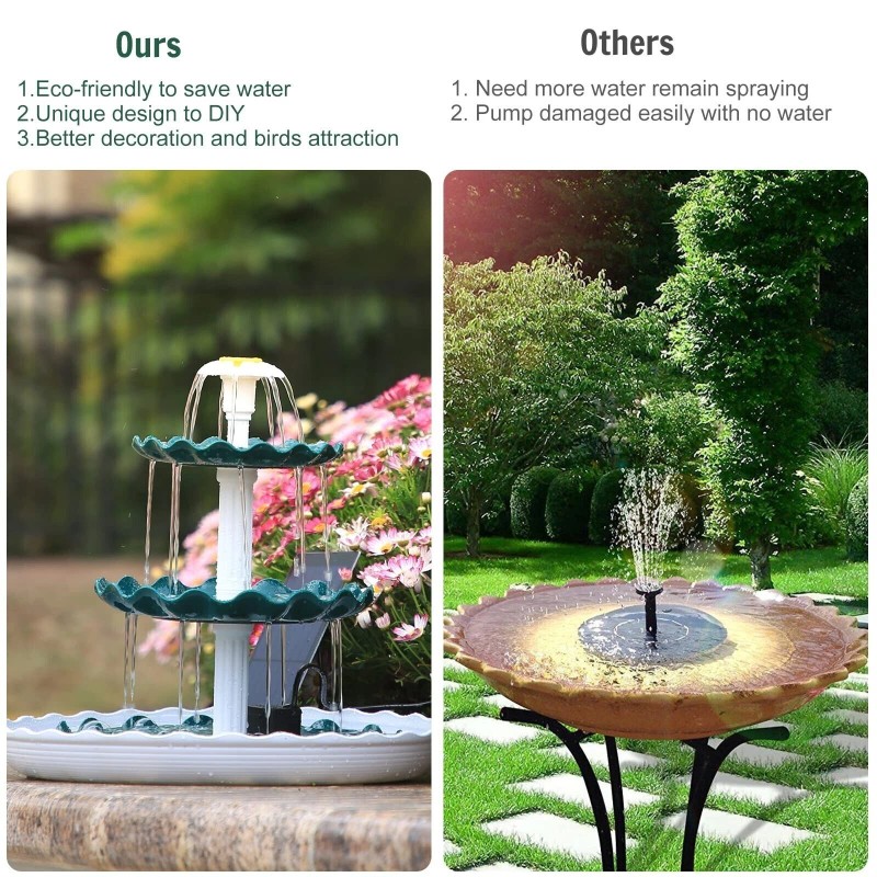 3 Tiered Bird Bath with 3.5W Solar Pump Solar Fountain