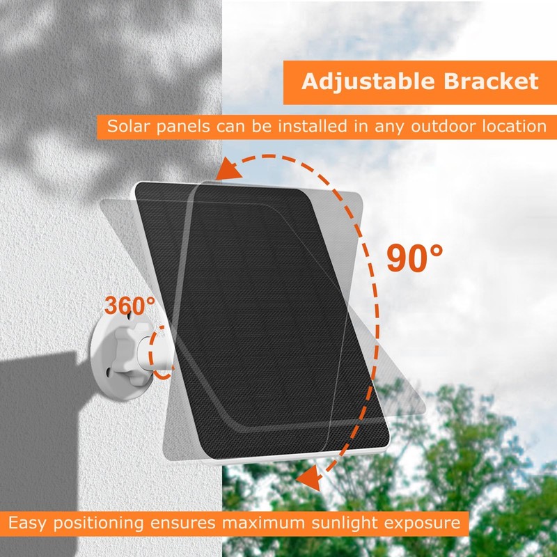 Solar Panel for Security Camera,6W Solar Panel Micro USB&USB-C,Camera Solar