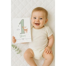 My First Year Baby Milestone Cards – 12 Monthly Photo Cards Set in White & Pastel Colors – Perfect for Adorable Baby Pictures – Ideal Gift for New Moms, Dads, Baby Showers & Newborn Memories