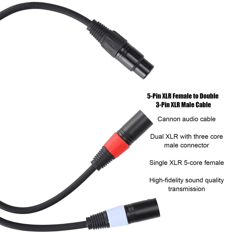 JORINDO 5‑Pin XLR Female to Double 3‑Pin XLR Male Cable