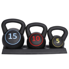 JungleA 4-Piece Kettlebell Sets for Women Men with Rack,Home Gym Fitness Strength Training Kettlebell Set,5/10/15/20 lbs Full Body Workout Kettlebells