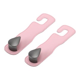 Partuto 2 Pcs Universal Car Seat Headrest Hook for Most Car, SUV, Truck Car Seat Back Organizer Hooks Sturdy Faux Leather Metal Pink 6.61"x1.81"