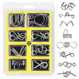 Holzsammlung 8 Pieces Metal Puzzle Metal Puzzle Set IQ Games Patience Game Skill Game Metal Puzzle Thinking Games Toy Mini Gift for Adults and Children