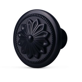 Kitchen Cabinet Knobs, 10 Pack Matte Black Zinc Alloy, 1-2/5'' Round Handles for Cabinets and Drawers Dresser, Included Screws