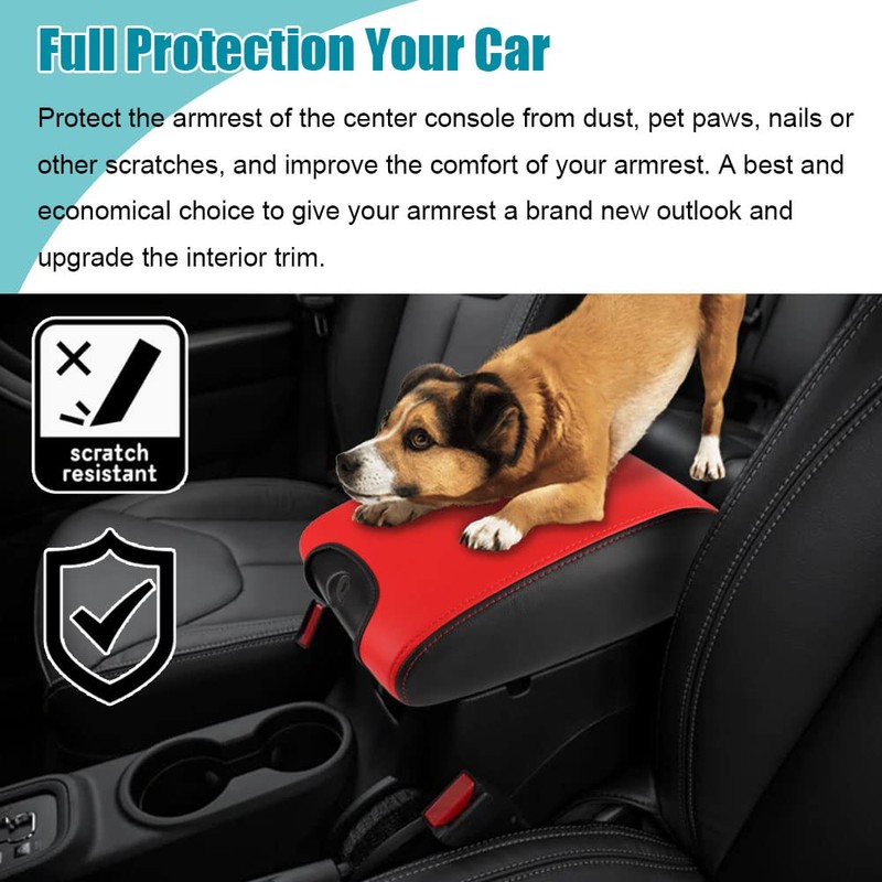 LEXLEY Center Console Pad Armrest Box Cover Waterproof Anti-Scratch Leather