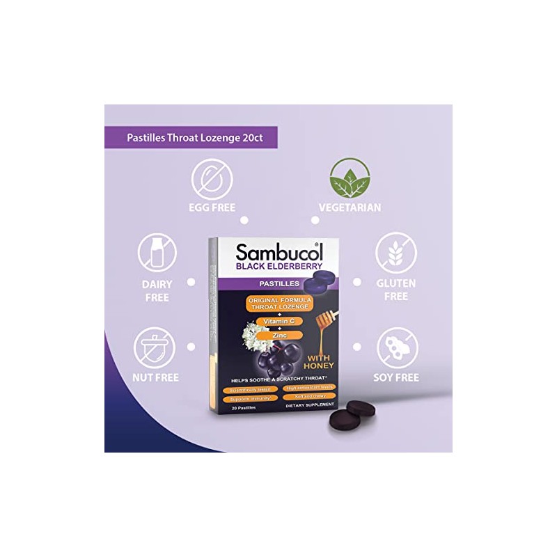 Sambucol Black Elderberry Throat Lozenge - With Honey, Vitamin C