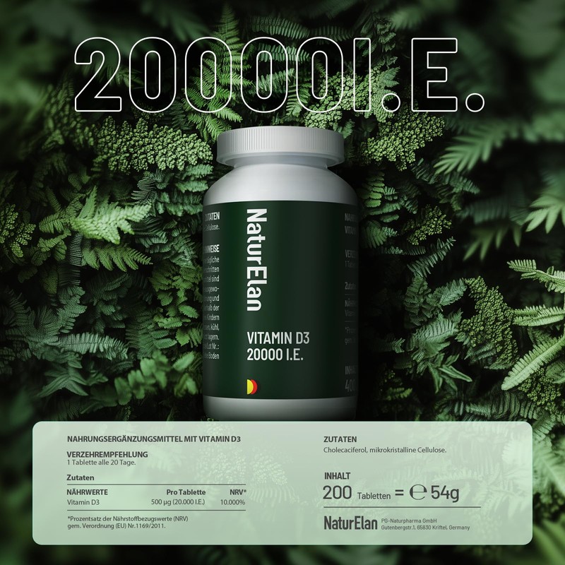 Vitamin D3 20000 IU High Dose - 200 Tablets in